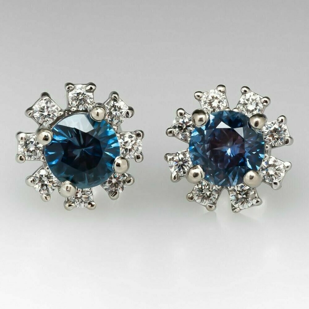 💎 Noble Party Gifts Royal Blue Sun Flower Earrings for Women, INDN8595